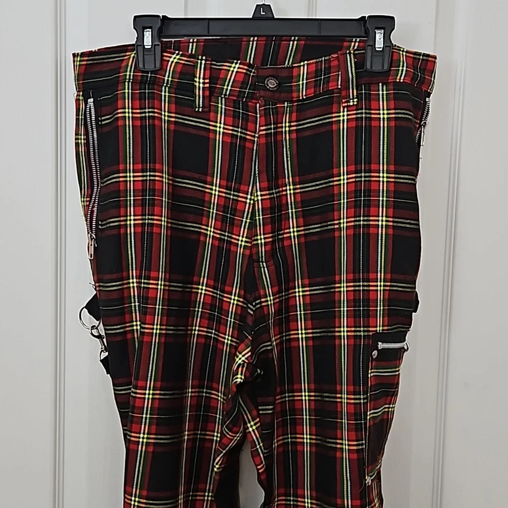 Y2K Vtg Bondage Pants Plaid DOGPILE 90s Rare Gwen Stefani unisex Straps - Picture 7 of 14